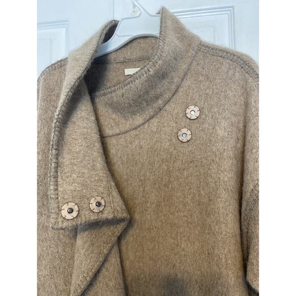 Andean Wool Alpaca Wrap Coat Large Pockets Peru Cowl Neck Cross Body Closure - Picture 5 of 14